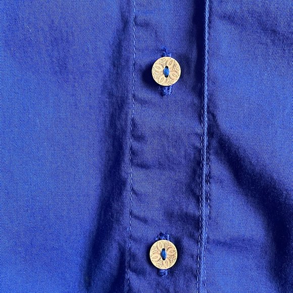 4/$25 Drawstrings of Malibu Long Sleeve Blue Cotton Shirt Travel‎ Wear Women S - Picture 4 of 13